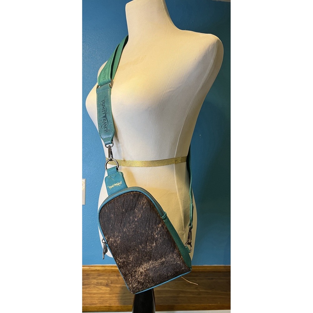 Trinity Ranch Genuine Hair-On Cowhide Collection Sling Bag Nwot